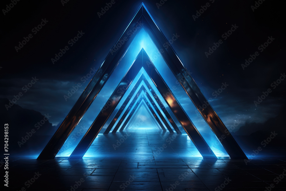 Triangular glowing holographic fantasy portal Triangular glowing holographic fantasy portal