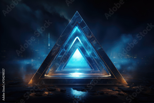 Triangular glowing holographic fantasy portal