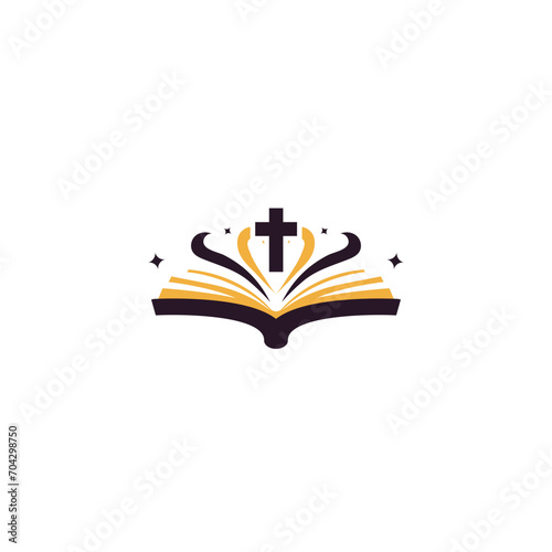 christian school church academy logo design vector