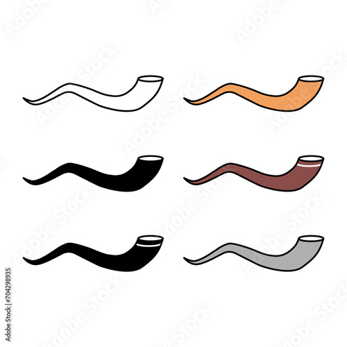 Set of Shofar horn icon, graphic religion design symbol, ritual web sign vector illustration