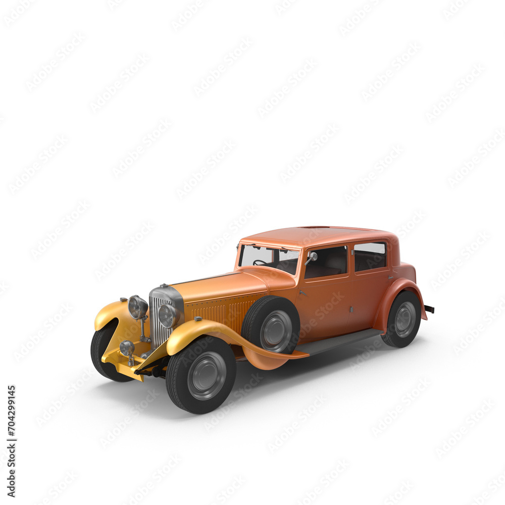 3D vintage sedan left angle orange Gradient