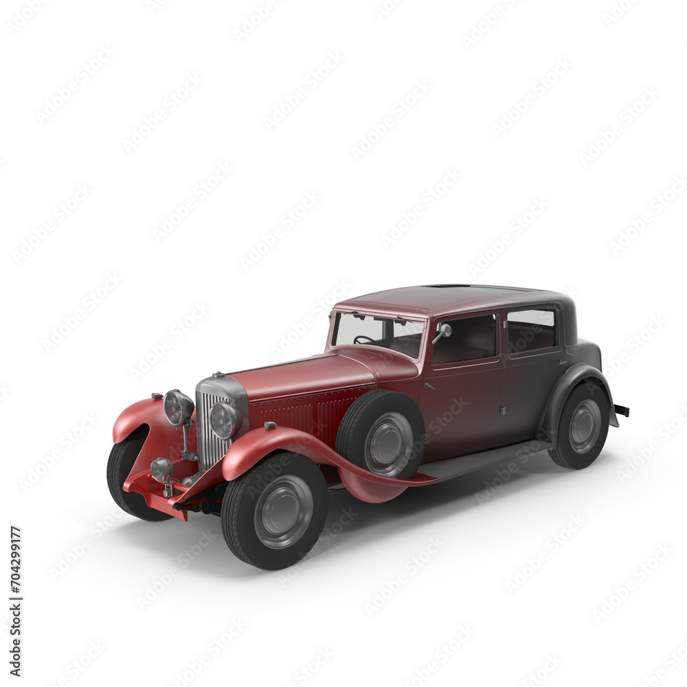 3D vintage sedan left angle red Gradient