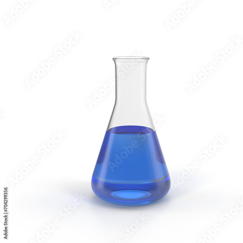 laboratory flask with blue liquid