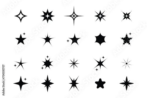 Star icons. Twinkling stars. Sparkles, shining burst. Christmas vector symbols isolated © Tanima