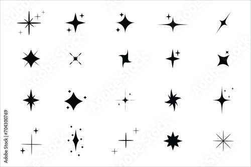 Star icons. Twinkling stars. Sparkles, shining burst. Christmas vector symbols isolated © Tracker