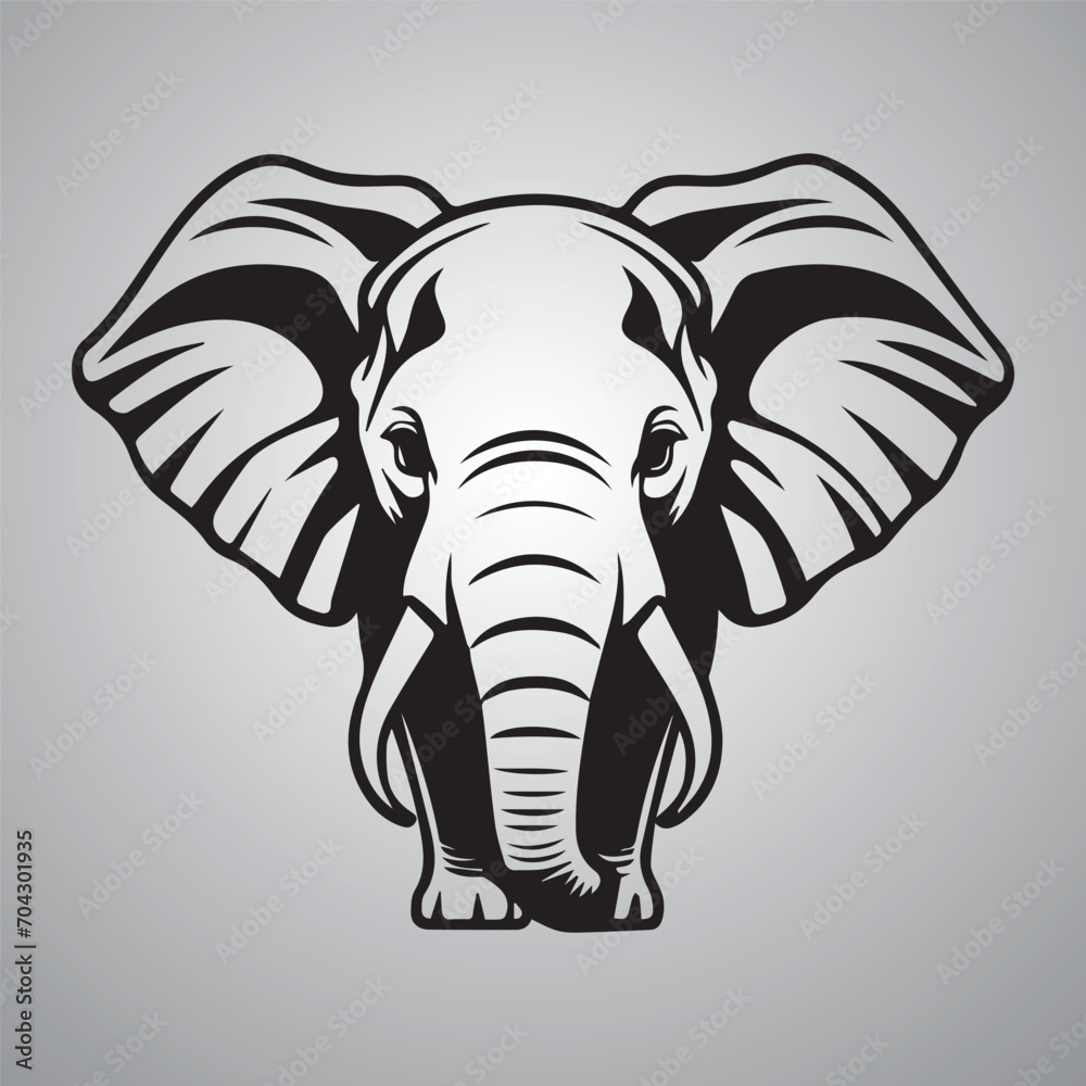 Animal elephant logo design vector illustration silhouette white background