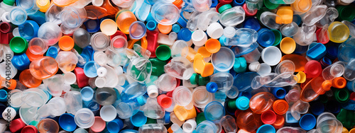A pile of plastic bottles. Selective focus. photo