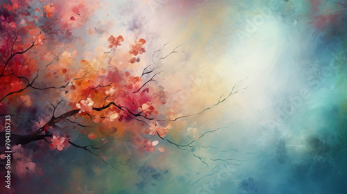 Abstract floral background template. Wallpaper with flowers on a dark blue grunge textured backdrop.