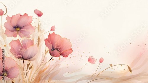Elegant Spring Floral Vector Background in Watercolor – A Beautiful Botanical Illustration for Romantic Cards, Invitations, and Decorative Designs with a Touch of Luxury and Vintage Charm.