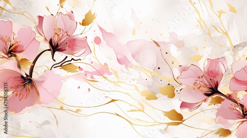 Elegant Spring Floral Vector Background in Watercolor – A Beautiful Botanical Illustration for Romantic Cards, Invitations, and Decorative Designs with a Touch of Luxury and Vintage Charm.