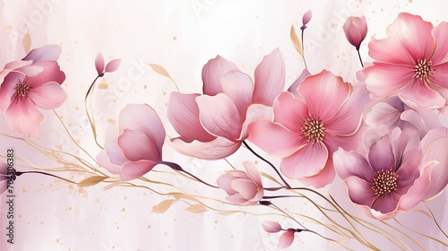 Elegant Spring Floral Vector Background in Watercolor – A Beautiful Botanical Illustration for Romantic Cards, Invitations, and Decorative Designs with a Touch of Luxury and Vintage Charm.