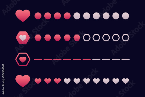 Heart HP Gauge and Bars with the Status Condition for game or something else