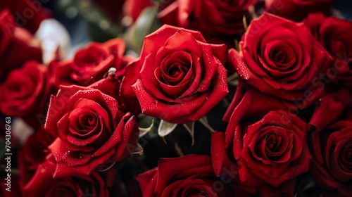 Photo of red roses beautiful bouquet of valentine s day. Generative Ai 