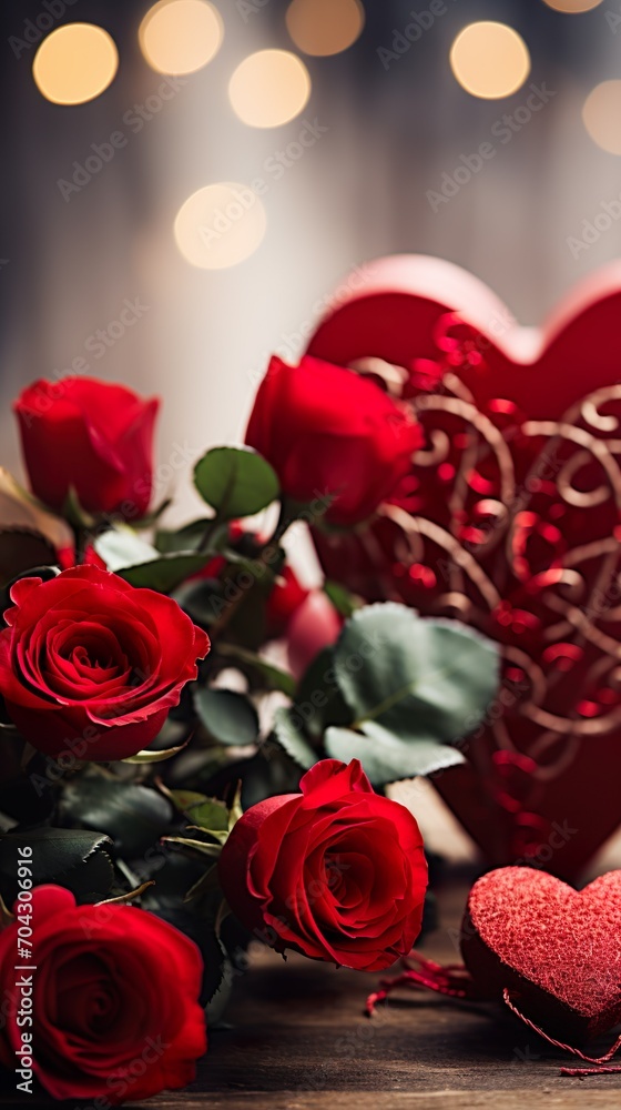 Photo of red roses beautiful bouquet of valentine's day. Generative Ai Photo of red roses beautiful bouquet of valentine's day. Generative Ai