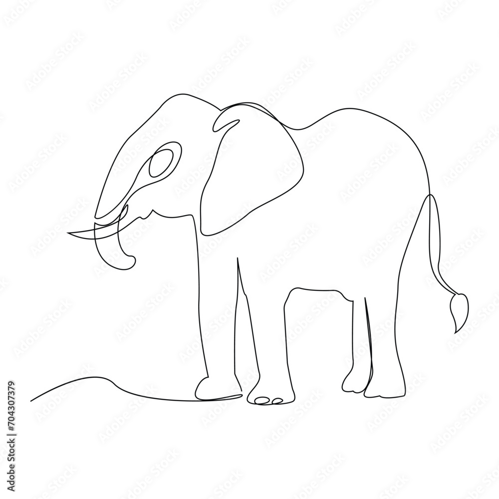 World wild life continuous single line art drawing and elephant one line outline vector art illustration World wild life continuous single line art drawing and elephant one line outline vector art illustration