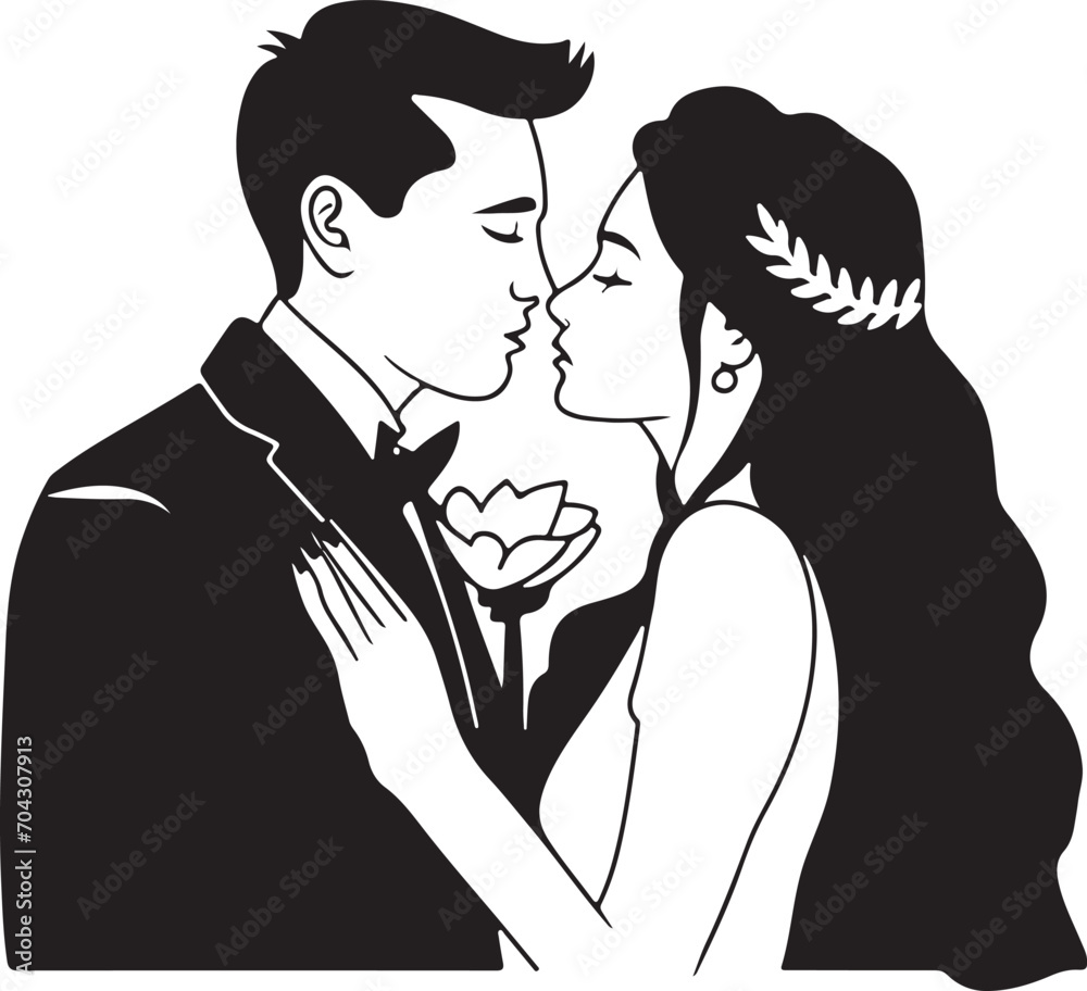 Romantic Couple Kissing Silhouette Vector Illustration Romantic Couple Kissing Silhouette Vector Illustration