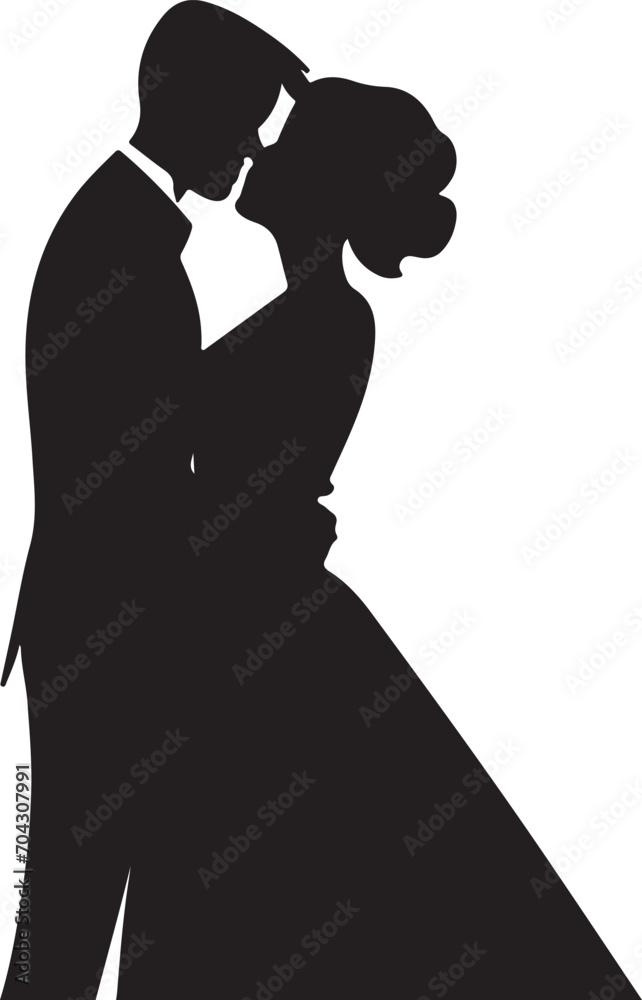 Romantic Couple Kissing Silhouette Vector Illustration