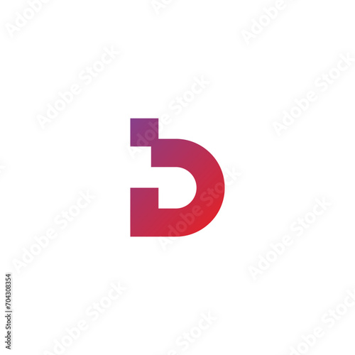 D letter logo design vector photo