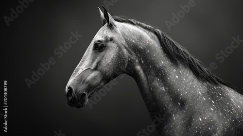 a horse - black and white side profile picture