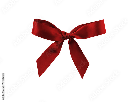 Satin ribbon bow red color isolated on white background