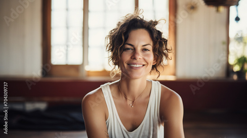 Portrait of a satisfied yoga studio owner instructor. Self care, relax, meditation Free Download Portrait of a satisfied yoga studio owner instructor. Self care, relax, meditation - GFXLoad