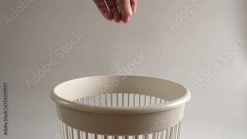 Solid soap is thrown into the trash for recycling