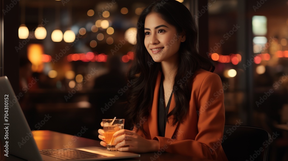 Stunning Portrait of Joyful Asian Lady with Gorgeous Smile and Flowing Ebony Hair. Stunning Portrait of Joyful Asian Lady with Gorgeous Smile and Flowing Ebony Hair.