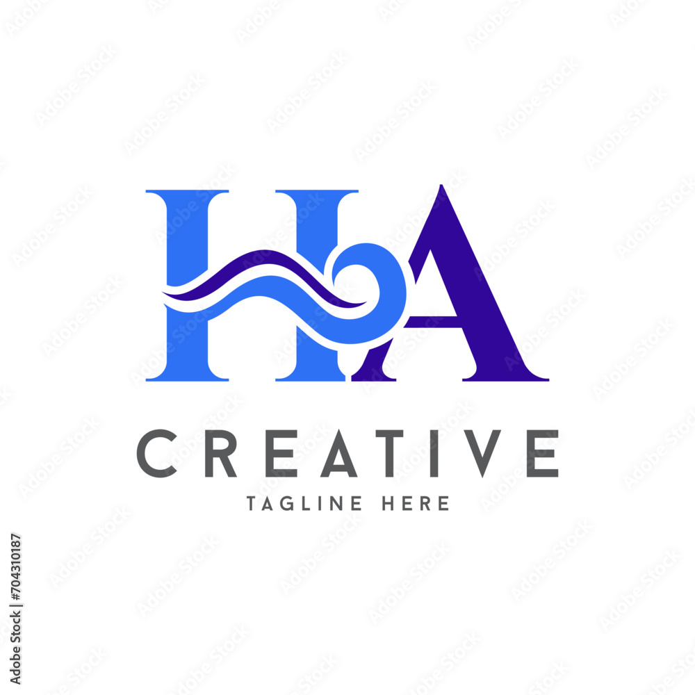 Letter HA ocean wave vector logo icon symbol minimalist illustration design for pool or aqua related logo Letter HA ocean wave vector logo icon symbol minimalist illustration design for pool or aqua related logo