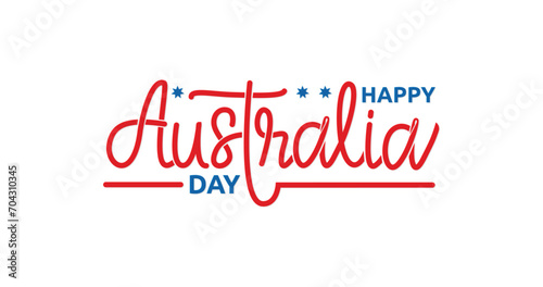 Happy Australia Day Handwritten text calligraphy vector illustration. Great for celebrations, events, and festivals