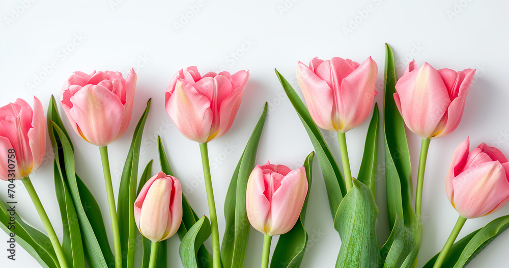 Tulip flowers are an elegant symbol of spring. With vibrant colors ranging from bright reds to soft pastels, their beautiful open petals exude freshness and grace. The light fragrance and upright stem