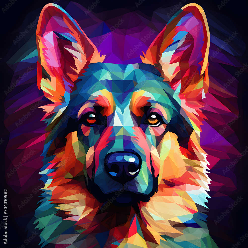 German shepherd dog colorful art poster