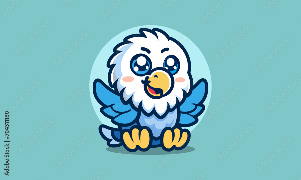 A cartoon-style mascot logo featuring a friendly eagle. The eagle has a playful and inviting expression, with big, expressive eyes and a small, cheerf
