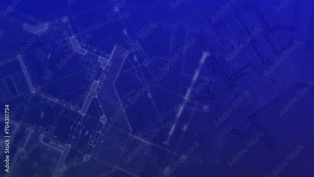 Architecture design: blueprint plan - illustration of a plan modern residential building, technology, industry, business concept illustration: real estate, building, construction, architecture sketch