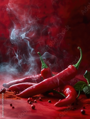 red chilies with red background