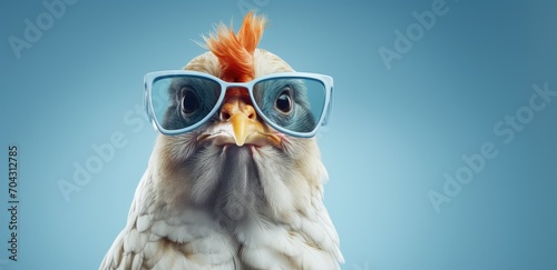 Chic Hen Peering Through Spectacles  A Fusion of Farmyard Fashion and Wit. Generative AI