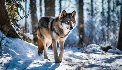 wolf in the snowy winter forest, generative ai © Mathias Weil