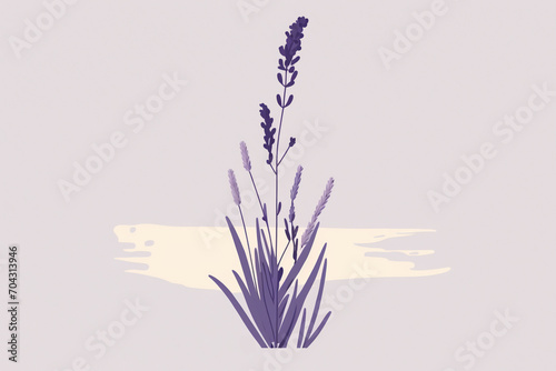 Lavender flowers watercolor illustration. Organic Lavandula herb stems with buds and green leaves close up illustration. Medical and aroma lilac herb botanical drawing