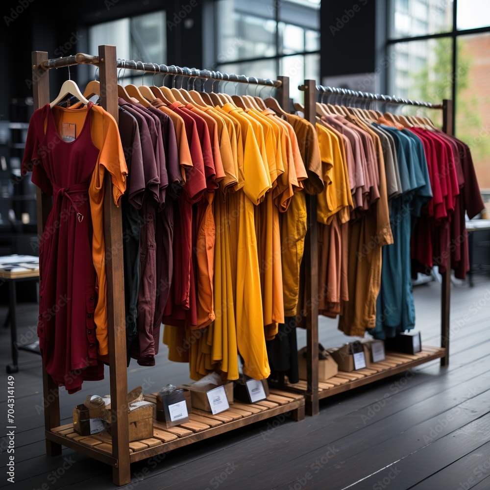 Clothes rack with colorful clothes