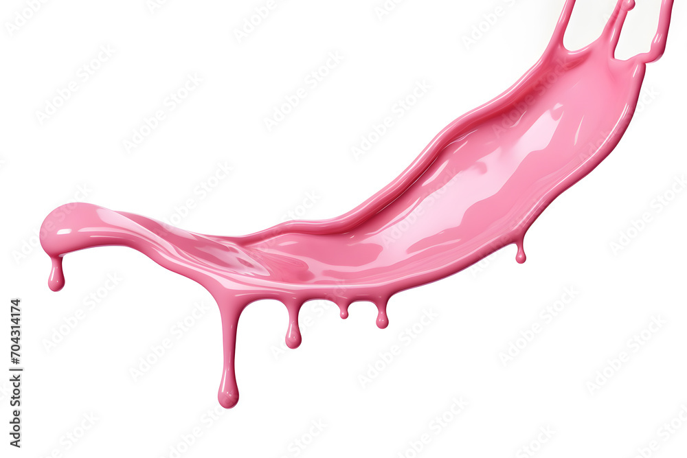 Naklejka premium Smooth glossy pink liquid cream splash isolated on white background