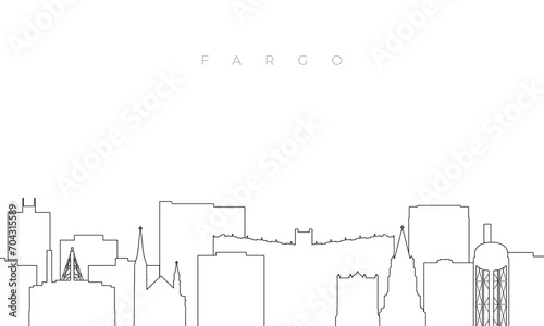 Outline Fargo skyline. Trendy template with Fargo North Dakota buildings and landmarks in line style. Stock vector design. photo