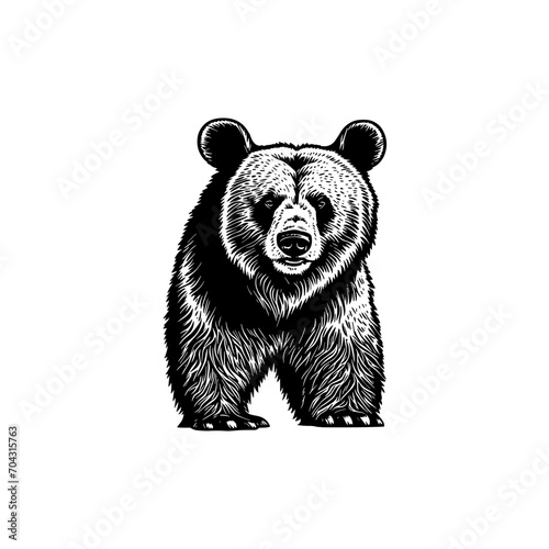 brown bear silhouette black and white | Vector illustration of a bear svg