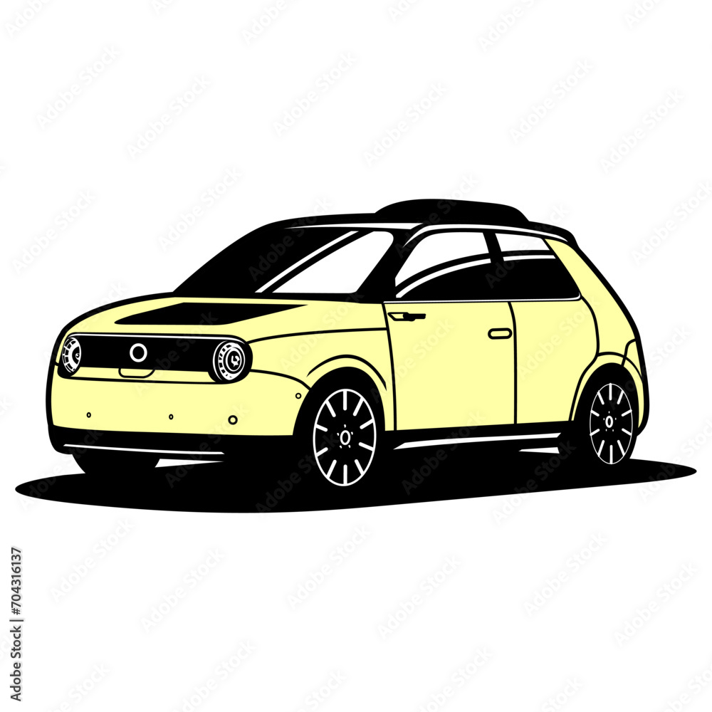 modern car with roof rack pale yellow vector art