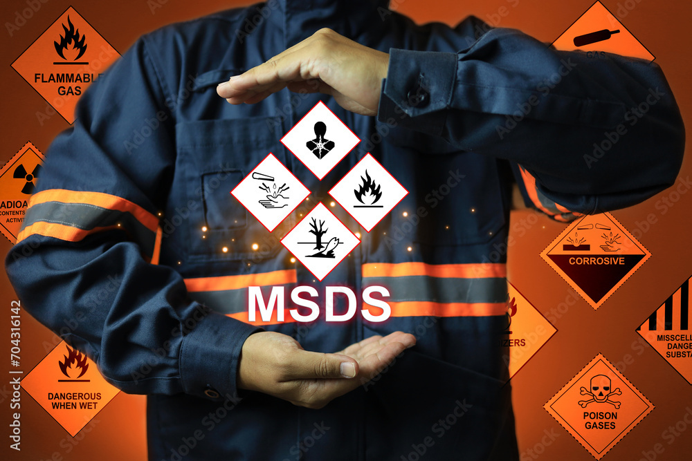 MSDS chemical material safety data sheet concept with staff show
