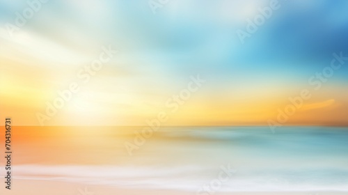 Serene Summer Escape: Abstract Beach Blur in Tropical Paradise - Ideal Vacation Concept for Relaxation and Tranquility by the Ocean Shore