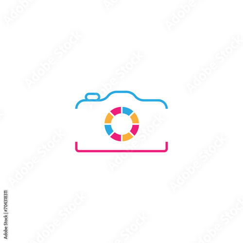 camera lens photographic colorful logo design vector