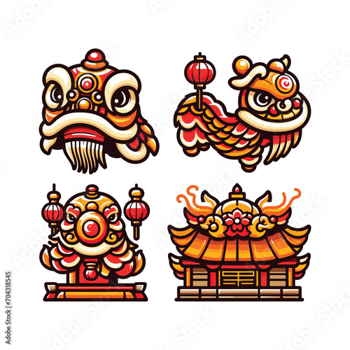 LION DANCE ILLUSTRATION PACK VECTOR