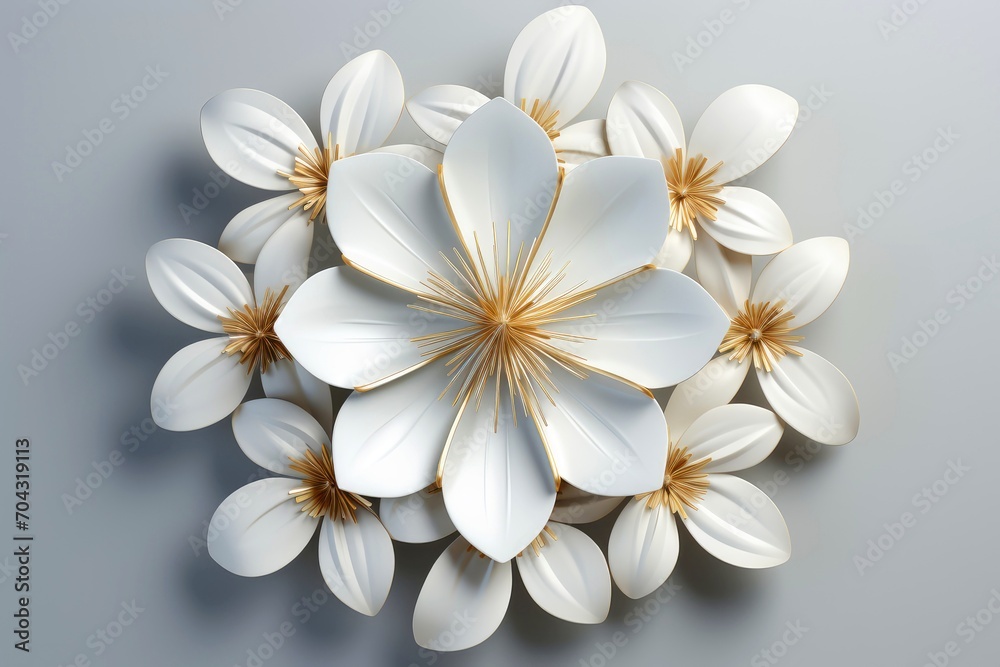 Fototapeta premium Close-up, 3d mockup of beautiful flower with minimal background