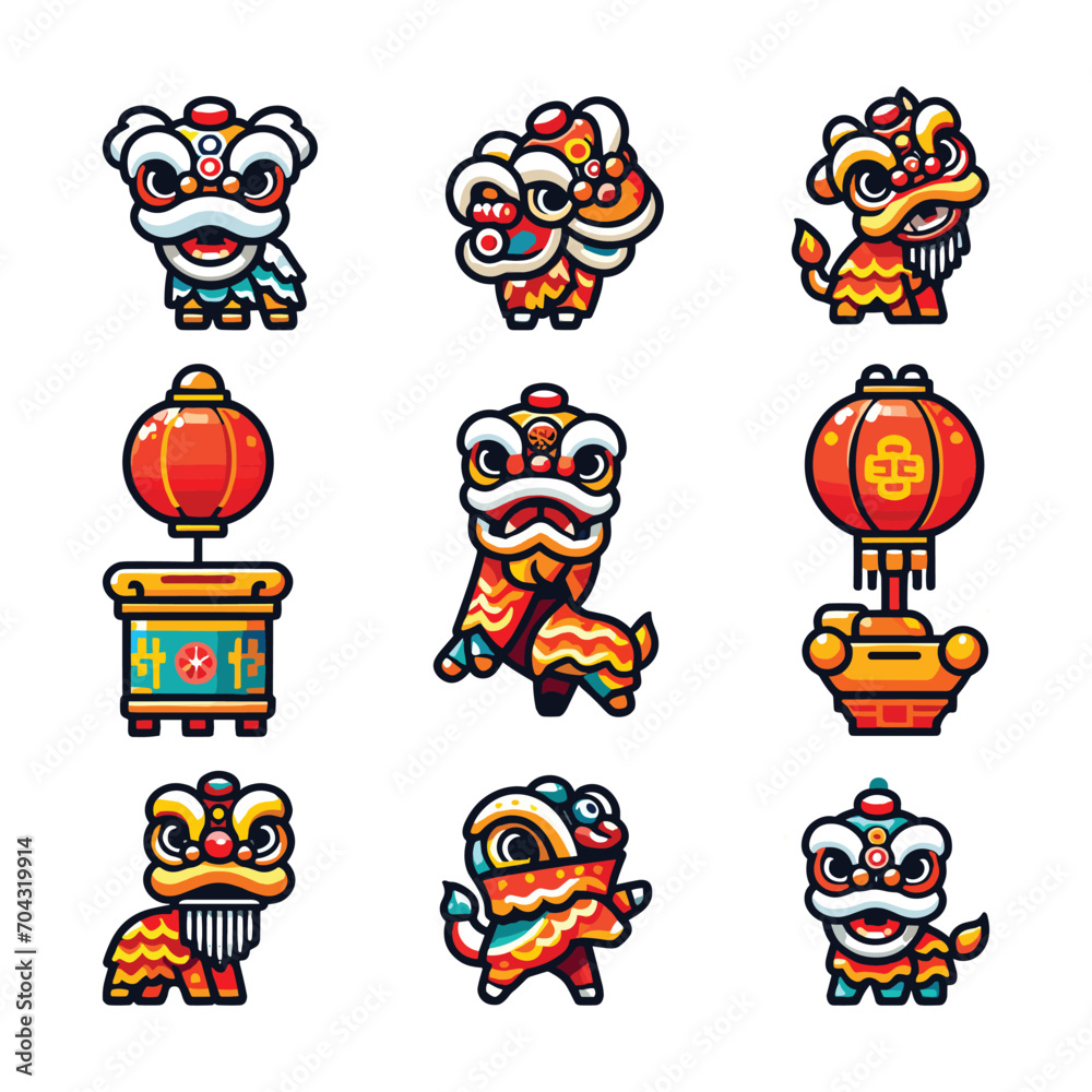 NINE CHINESE NEW YEAR ILLUSTRATION PACK VECTOR NINE CHINESE NEW YEAR ILLUSTRATION PACK VECTOR