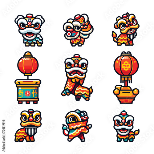 NINE CHINESE NEW YEAR ILLUSTRATION PACK VECTOR