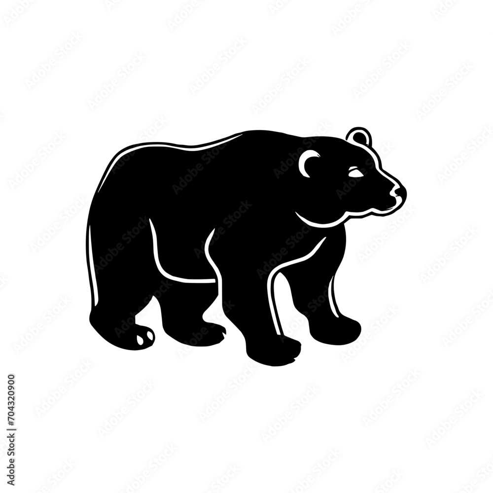 Fototapeta premium Beautiful bear vector illustration design black and white | Silhouette of a bear 